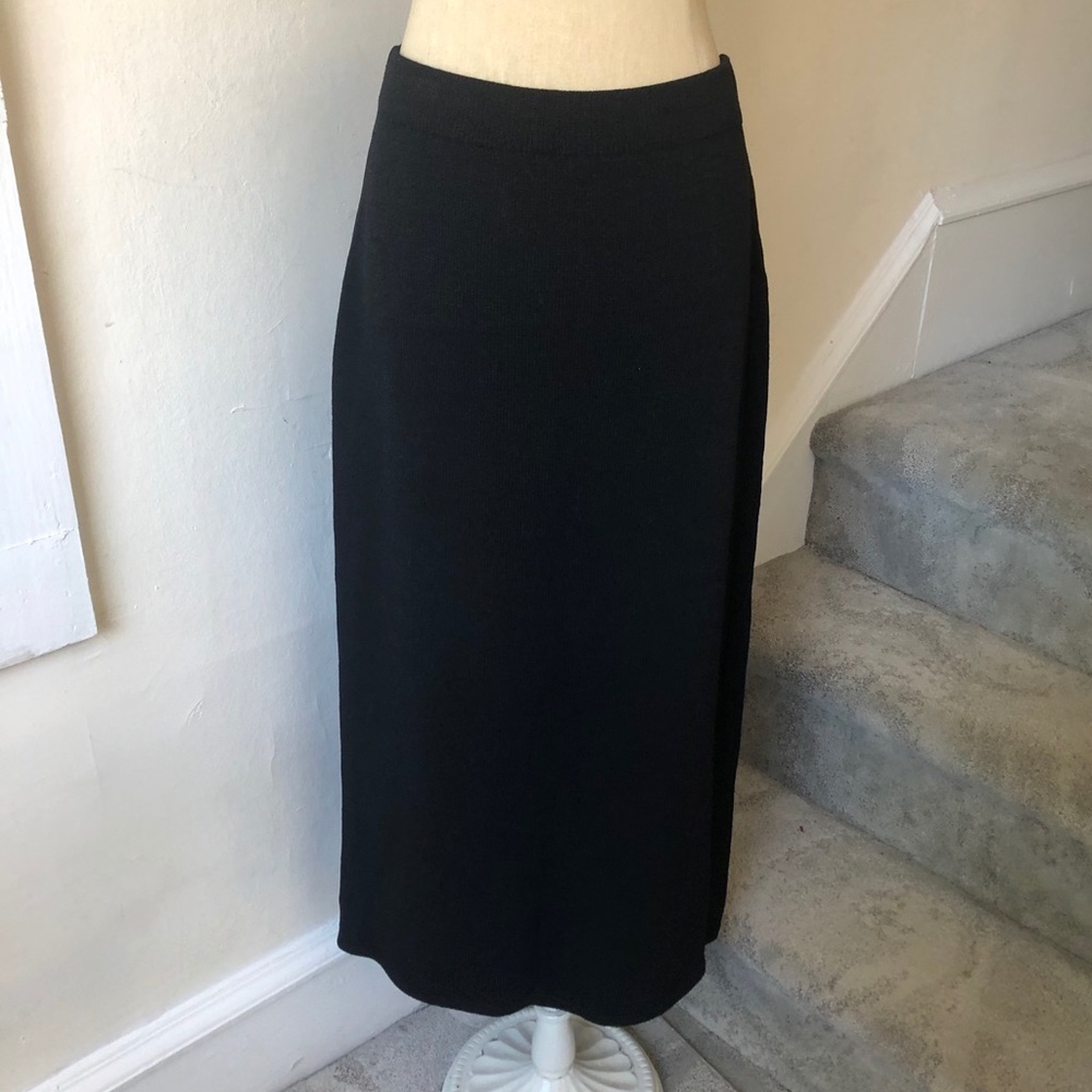 St. John Basics Santana Knit Back Slit Midi Skirt - Picture 1 of 7